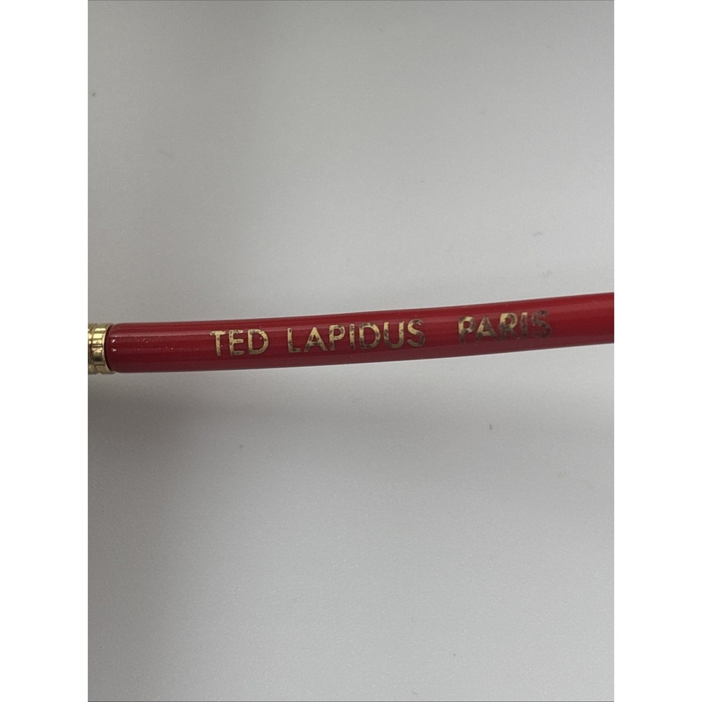 VTG Bold Oversized Ted Lapidus Paris Sunglasses Red Frames Gold-Tone Hardware - Picture 12 of 16